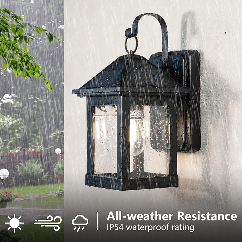 2025 New 2 Pack Solar Outdoor Wall Lights for Fence Front Door Waterproof Dusk to Dawn Motion Sensor LED Sconce with 3 Modes,3000K E26 Bulb Included,Exterior Porch Lamps Wall Mount Patio Decorative